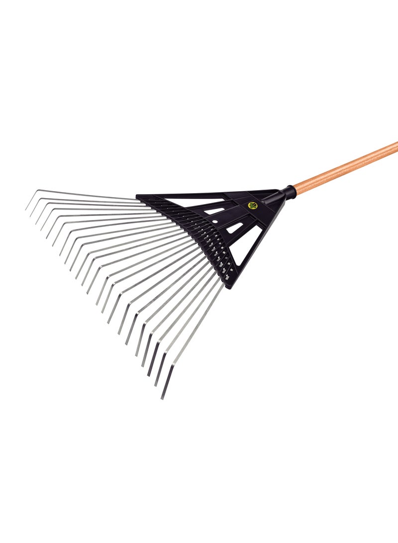 TRAMONTINA 22 Metalic Flat Wire Teeth with Black Polypropylene Garden Leaf Rake and 120cm Varnished-finish Wood Handle - Image 2